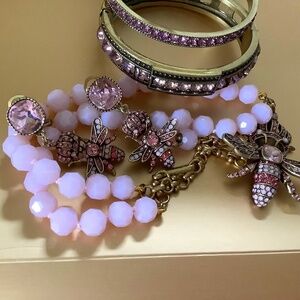 Heidi Daus Majesty The Queen Beaded Crystal Bee Set Necklace Earrings Bracelets